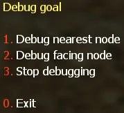 Debug Goal Menu
