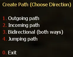Path Directions Menu